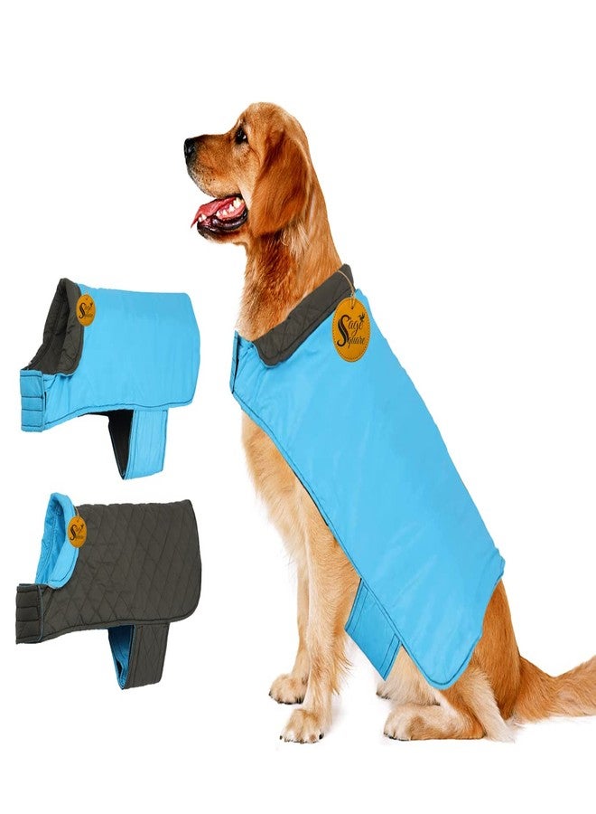 Sage Square Dog Fleece Jacket Reversible Dog Vest Waterproof, Windproof Cold Weather Dog Clothes Pet Apparel for Dogs (Sky Blue) (Small-Medium) (14 Inches) - Image 1